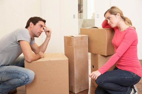 Packed boxes and furniture ready for house removals in Kingston